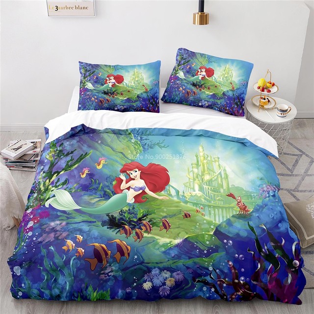 Disney Cartoon The Little Mermaid Ariel Bedding Set Queen King