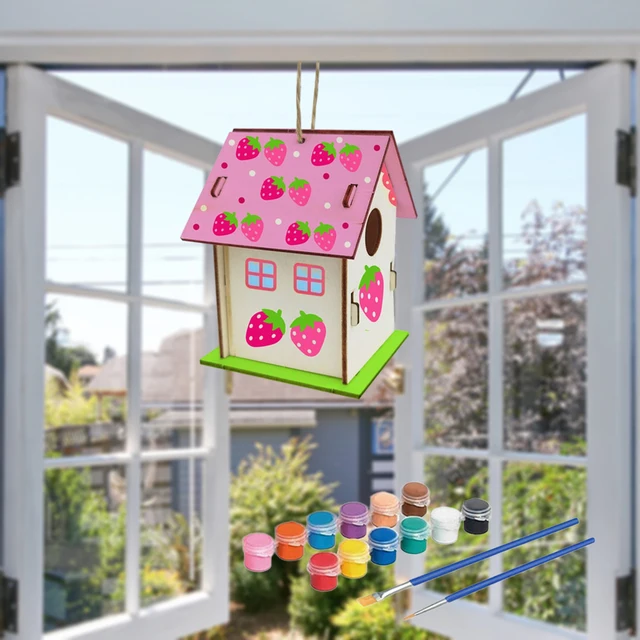 Diy Painting Bird House Kit Bird House Nest Crafts For Kids