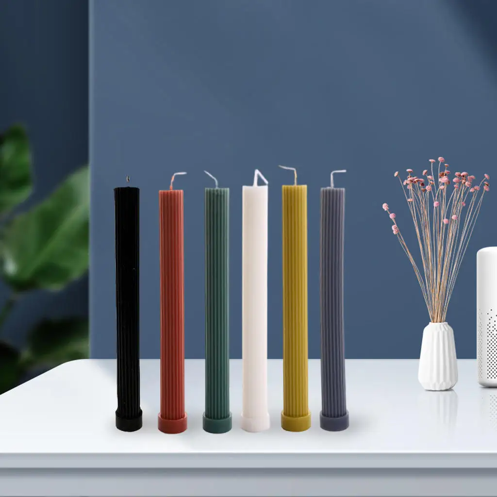 6x Solid Color Candles Long Stick Fits Most Menorahs Room Decor for Romantic Banquet Party