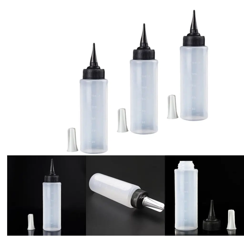 3x 5oz Empty Hair Color Applicator Bottles W/ Pointed Nozzle Tip, Effectively