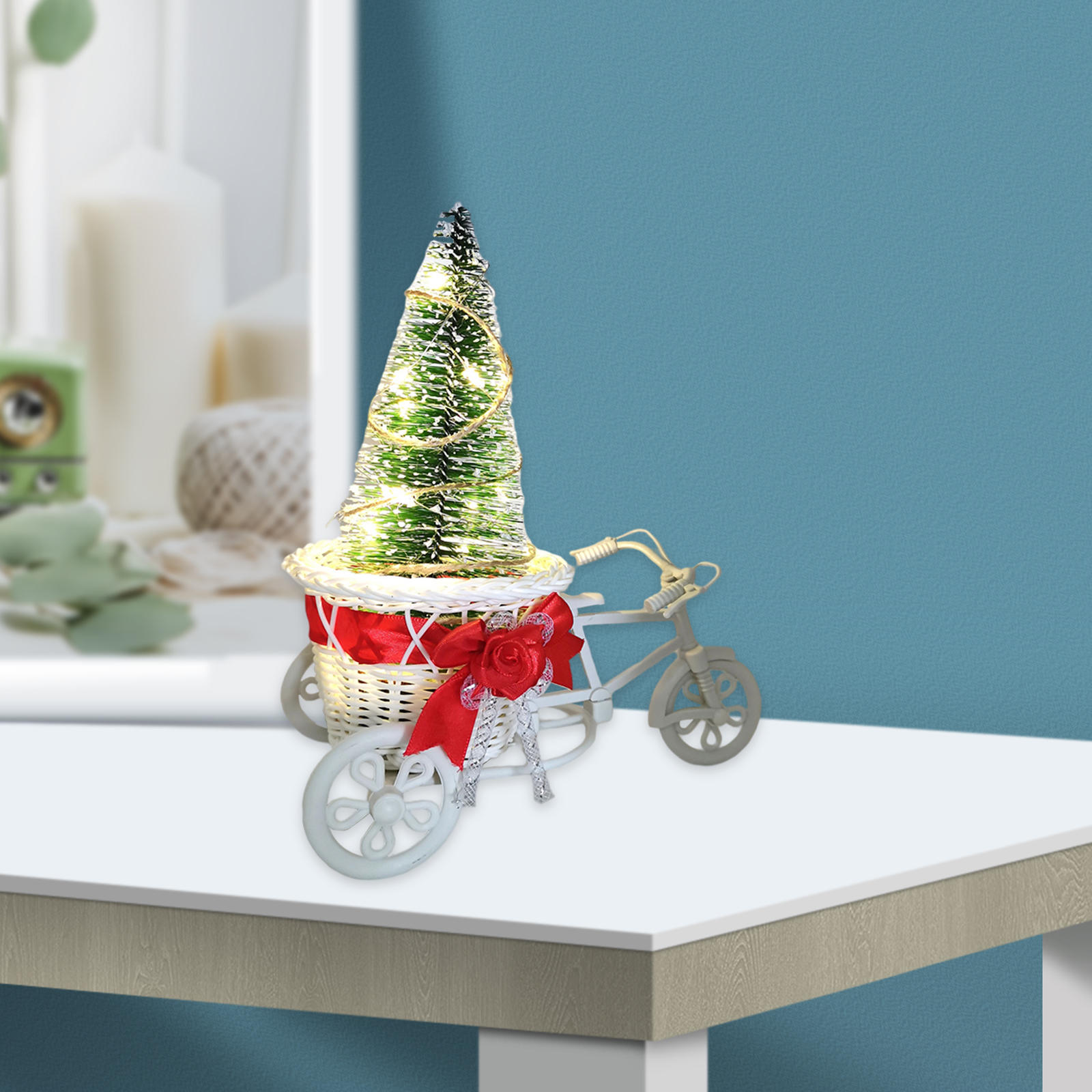 Immitation Rattan Flower Basket Vase Tricycle Bicycle Model Home Garden Wedding Party Desk Ornament Home Decor Birthday Gift