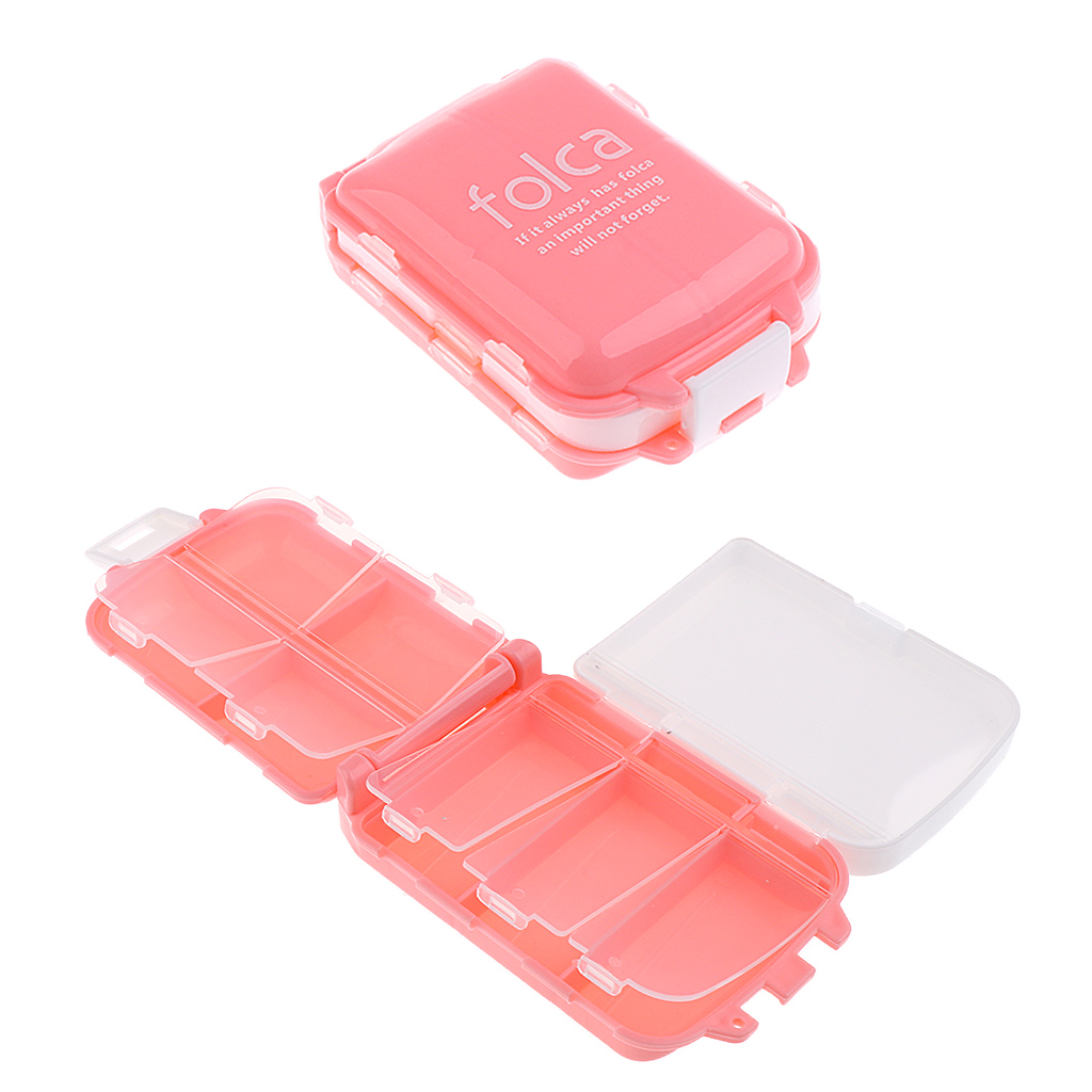 2 Pieces 8 Slots Portable Tablet Holder Organizer Case Pill Box