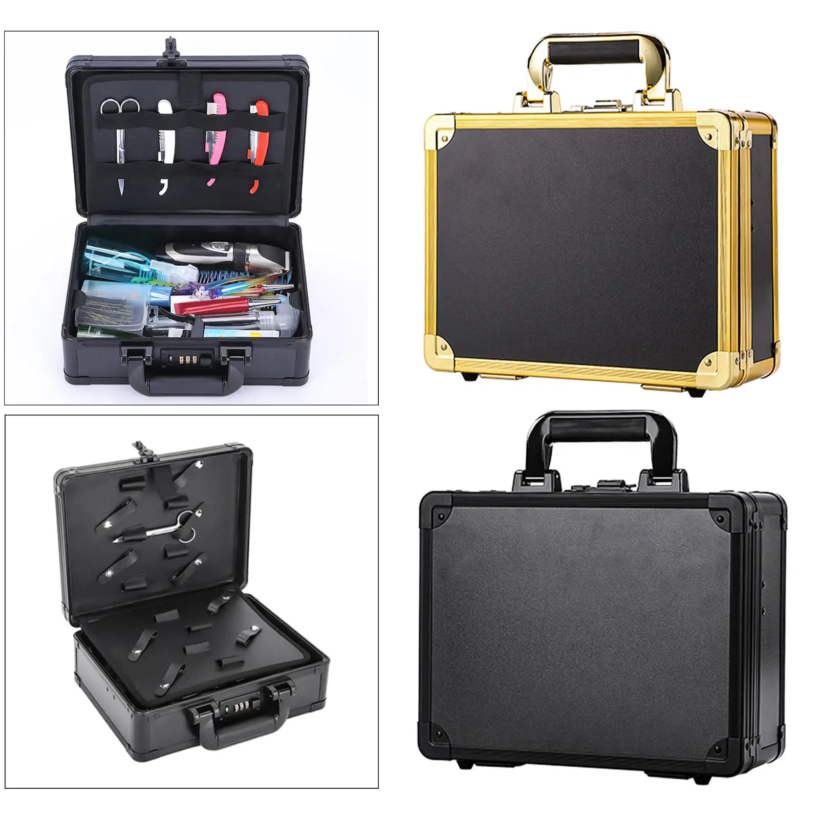 Barber Case Portable Kit Aluminum Secure Tool Professional Hair Stylist Box Organizer for Trimmers Travel Clippers Beauty Makeup