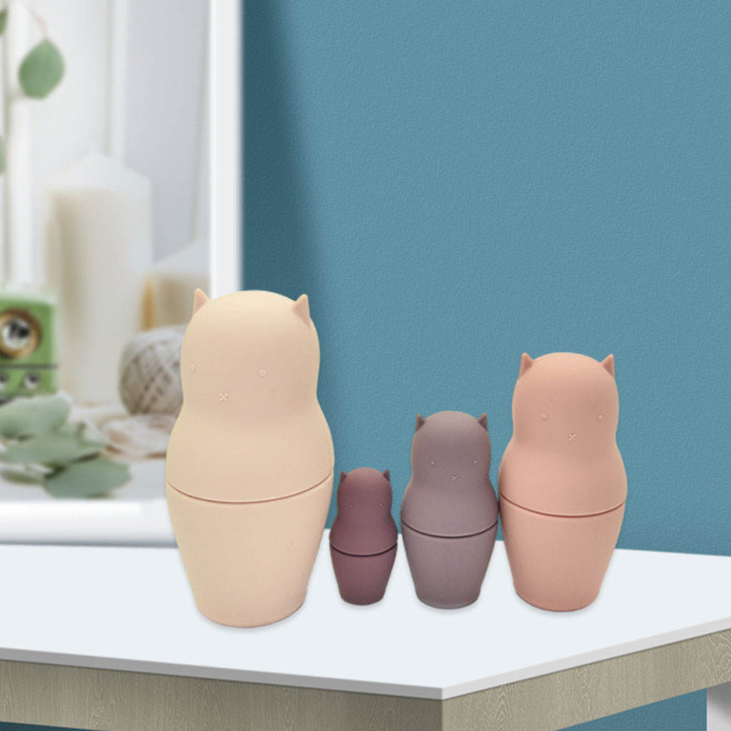 Russian Nesting Doll Silicone Matryoshka Babushka Dolls Montessori Toy for Kids Gifts Home Decorative