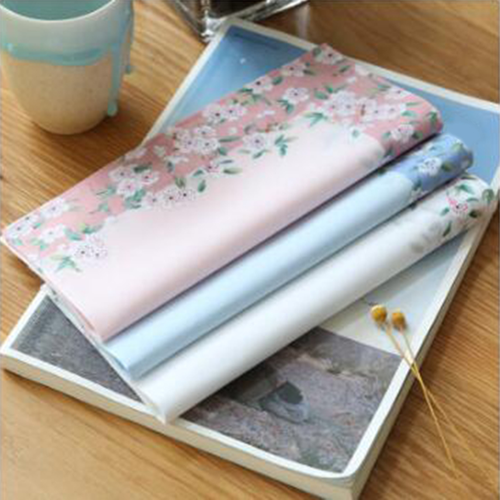 3pcs Handkerchiefs Classic Girls Floral Printed Hanky Kerchiefs Party Hankie