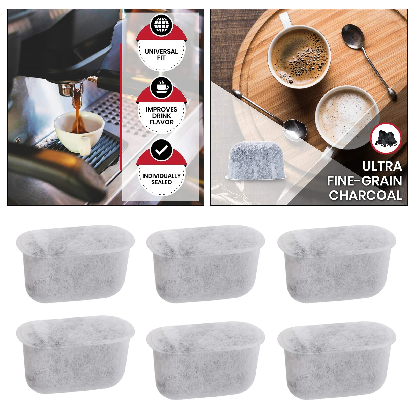 Set of 6 Activated Charcoal Water Filters for Cuisinart Coffee Makers All Models
