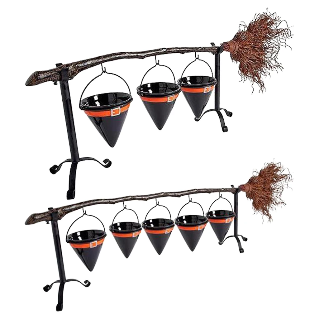 Cute Halloween Stand Decoration Device of Witch Hat Rack for Party Broomstick Snack Bowl Stand Vegetable Bowl Stand Decor