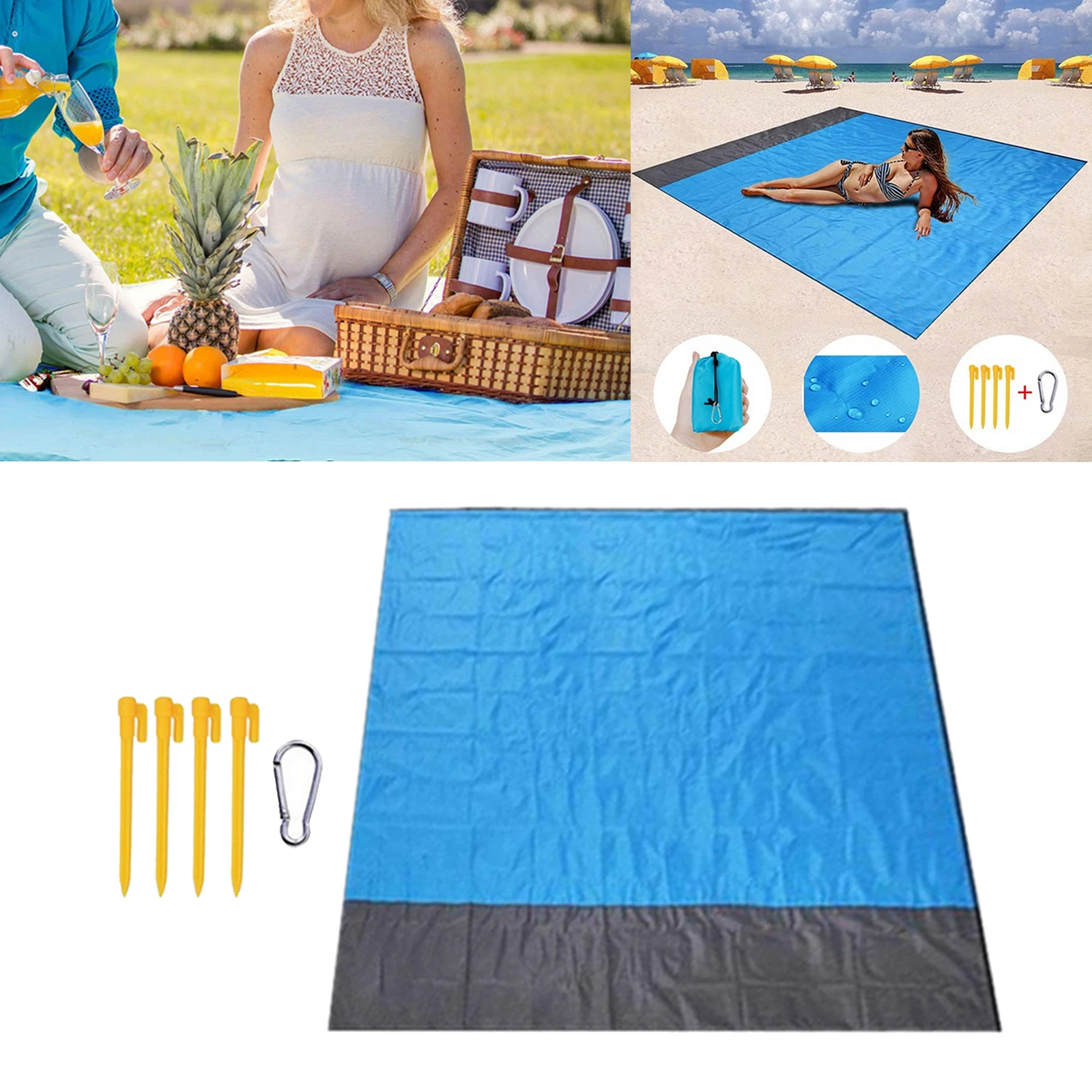 Large Sand Proof Beach Blanket Waterproof Lightweight Quick Drying Heat Resistant Nylon Outdoor Sheet Mat Camping Accessories