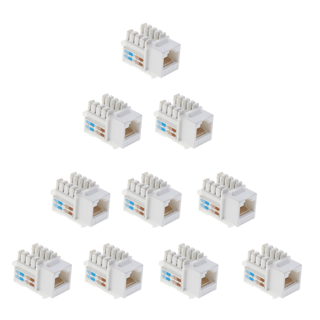 RJ45 Cat6 Keystone  Ethernet Punch Down Cat6 Network Module Adapter - 10 pack