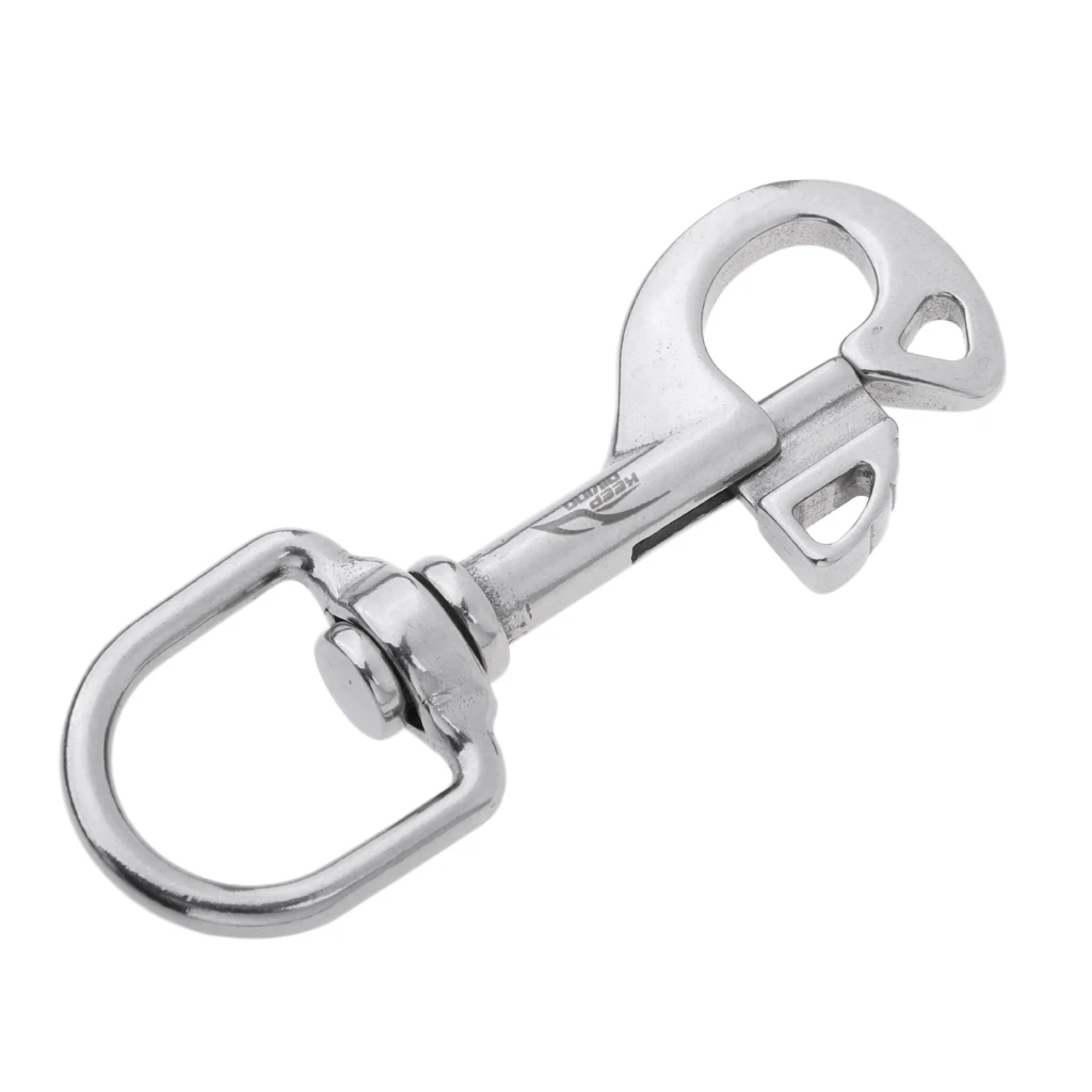 95mm 316 Stainless Steel Swivel-Eye Bolt Spring Snap Hook Eye Swivel Quick Hook Scuba Diving Hiking Camping Carabiner Pet Chain