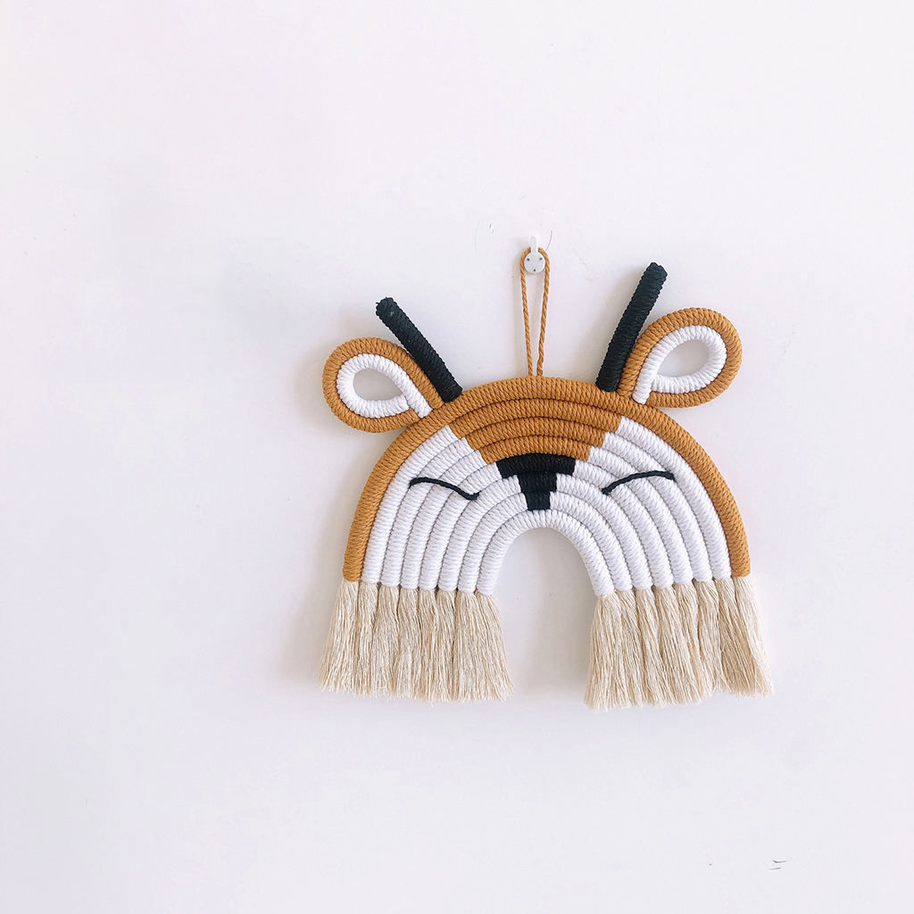 Animal Macrame Rainbow Wall Decor Colorful Tapestry Woven Tassel Wall Hanging Toy for Nursery Decor Baby Kids Girls Room Decor