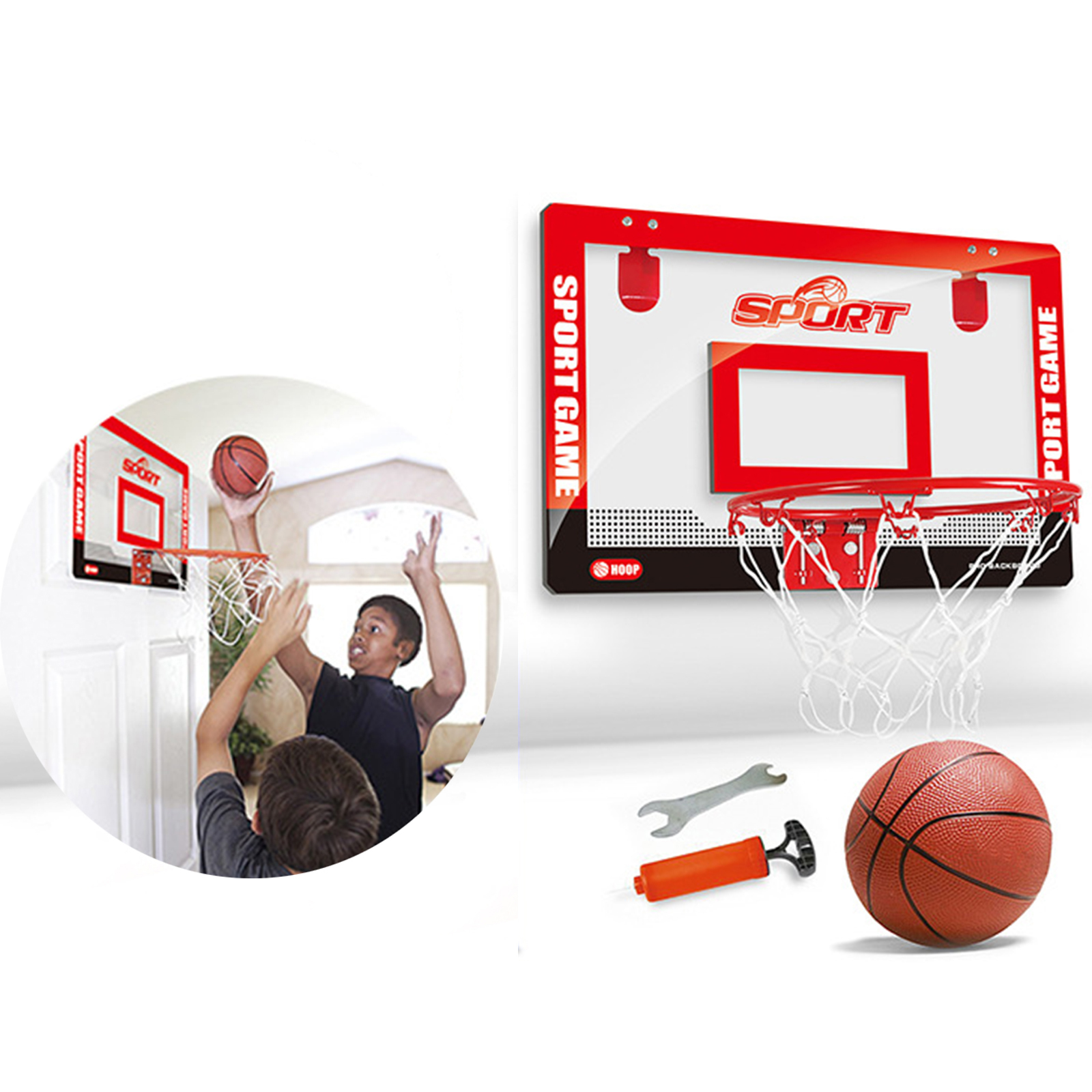 Portable Funny Mini Basketball Hoop with Balls Toys Kit Over The Door Indoor Garden Home Sports Activities Toy for Kids Adults