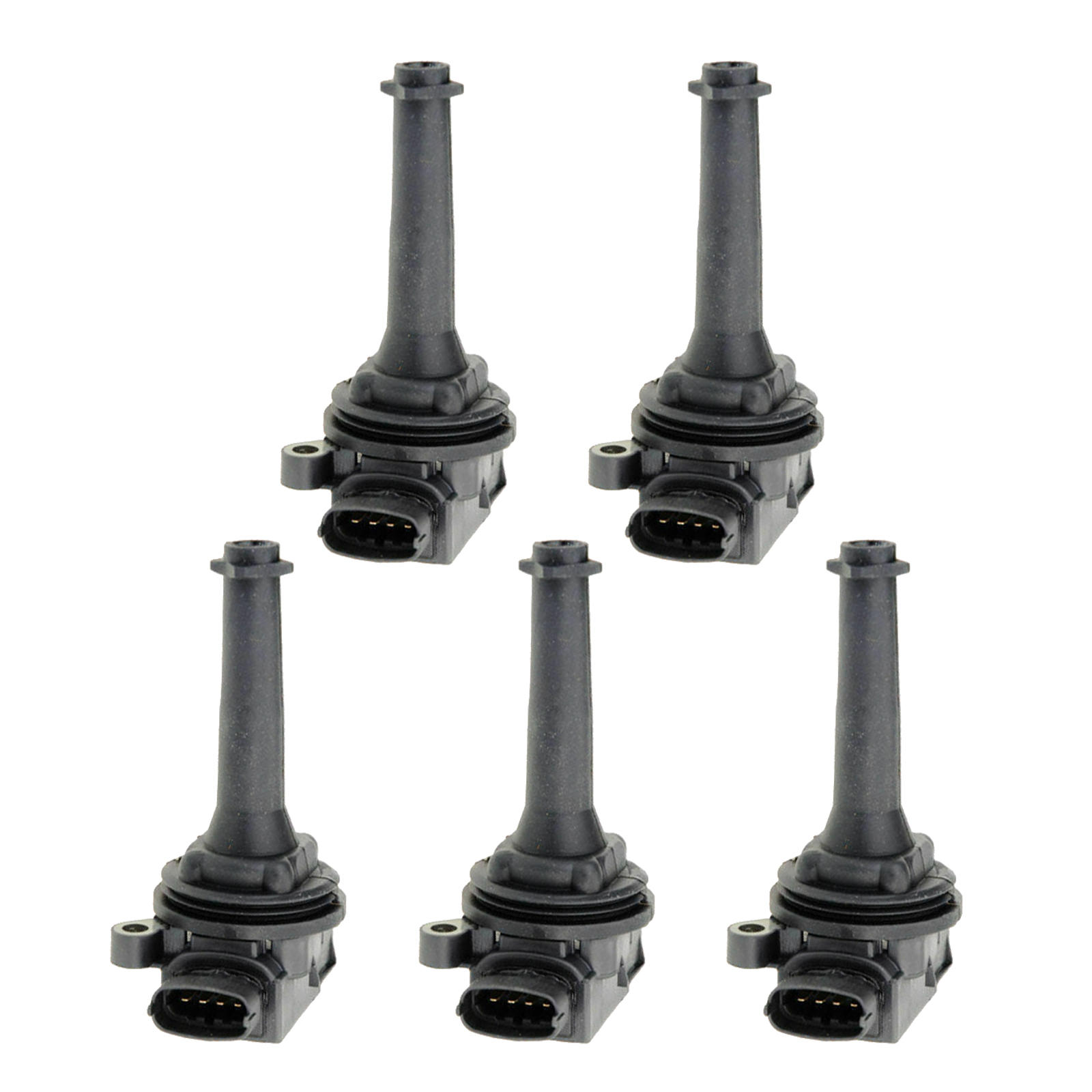 5-Pack Ignition Coils Premium Black Replacement for Volvo C70 S70 XC70 XC90 9125601 Auto Parts 30713416 Car Supplies