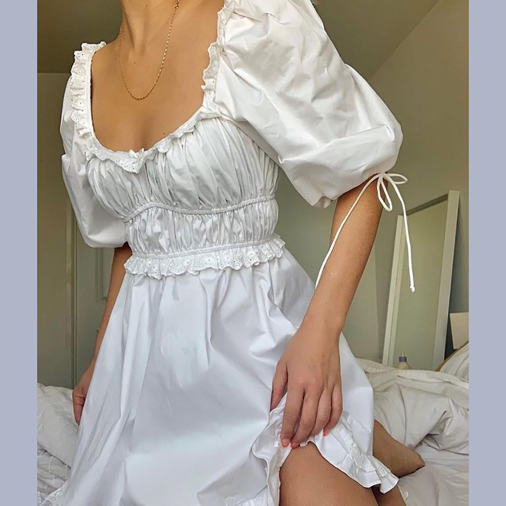 Waliicorners Fashion White Puff Sleeve Backless Ruffle Hem Mini Dress 9 Had28e360d6b14deaa40f7f9fe83688das