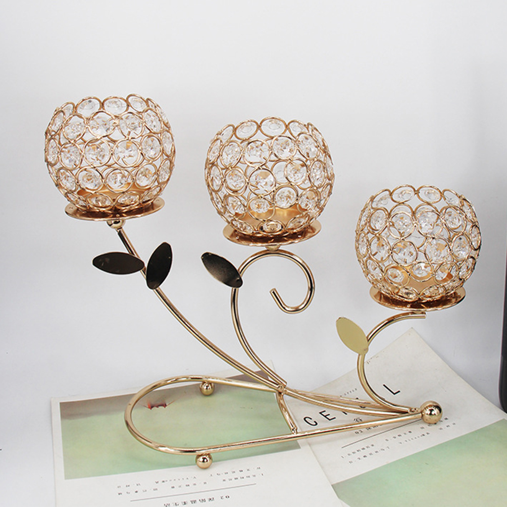 Candle Holder 3-Arm Candelabra Desktop Centerpiece Cabinet Home Decoration