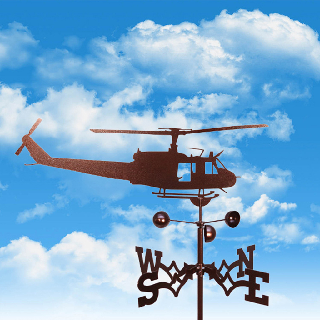 Weather Vane Wind Direction Indicators Home Roof Garden Farm Helicopter Metal Weathervane Farm Durable Roof Mount
