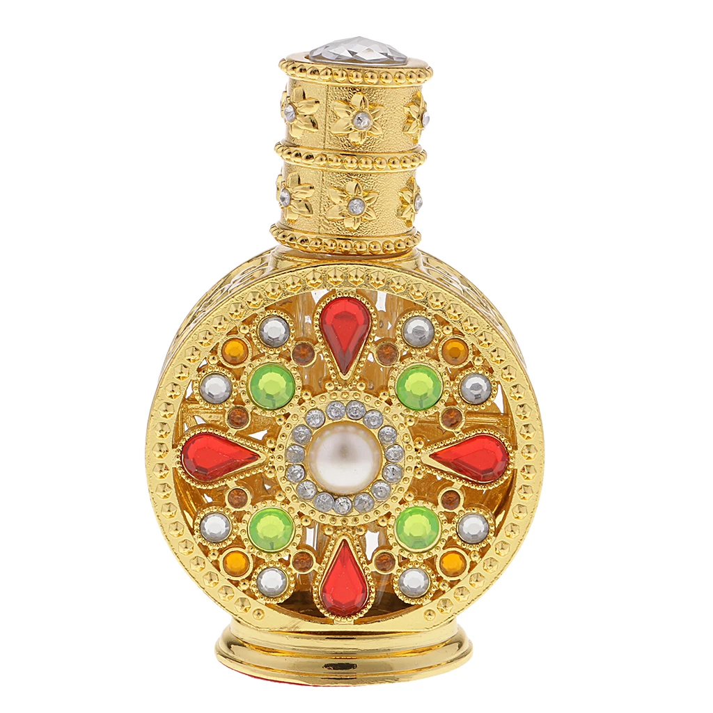 12ml Vintage Glass Empty Perfume Spray Bottle  Refillable Gold
