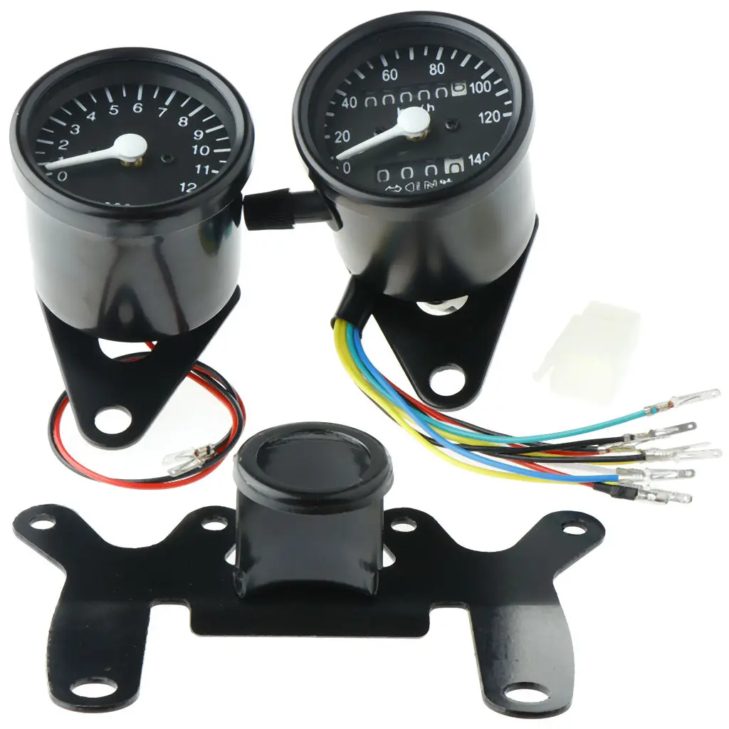 12V Motorcycle Retro LCD Speedometer Odometer Tachometer Multifunction Fuel Gauge Assembly