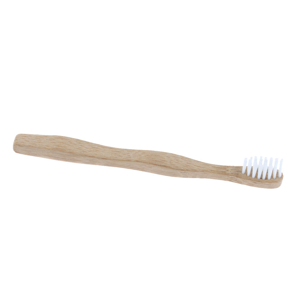 Kids Bamboo Wood Handle Toothbrush Soft Nylon Bristle Wooden Tooth Brush - 14.5cm