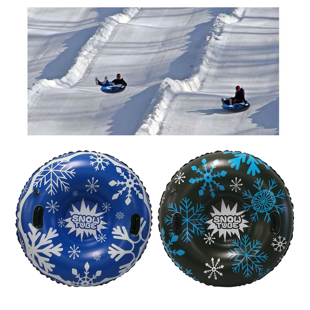 Deluxe Snow Tube with Large Handle Inflatable Snow Sled 1-2 Person 48`` Heavy