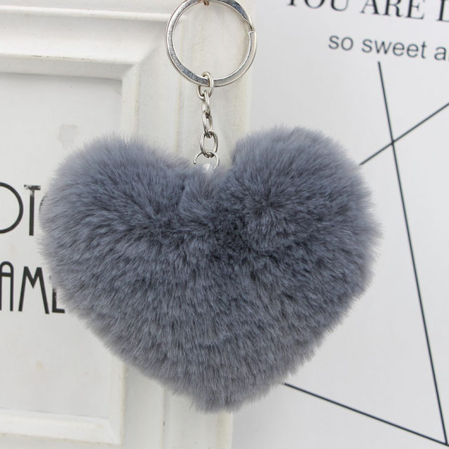 Unpafcxddyig 8PCS Pom Poms Keychains Fluffy Heart Pearl Rhinestone Keyring  Faux Rabbit Fur Puff ball Rainbow for Car Bag Charms rainbow