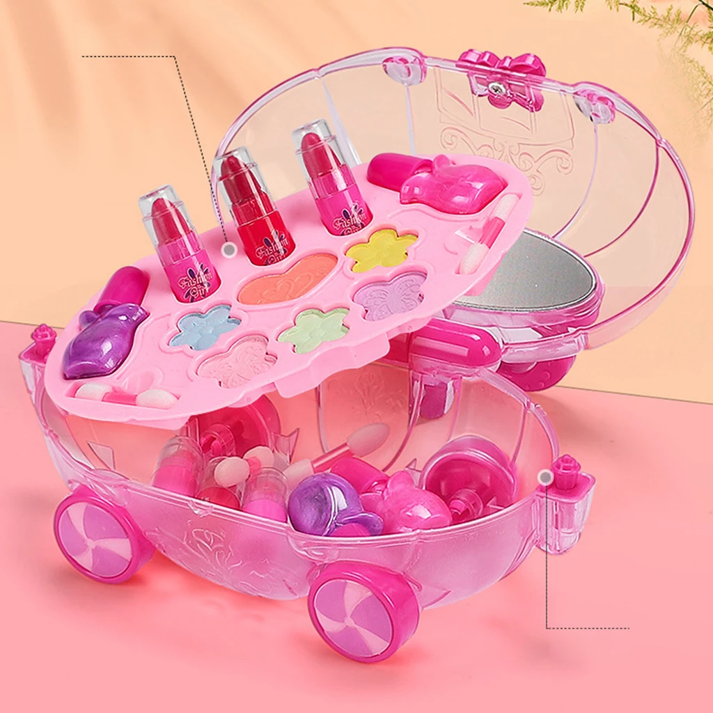 14 PCS Cute Makeup Set Simulation Pretend Fashion Cosmetics Accessories Play Set Washable Birthday Gift for Ages 4 & Up