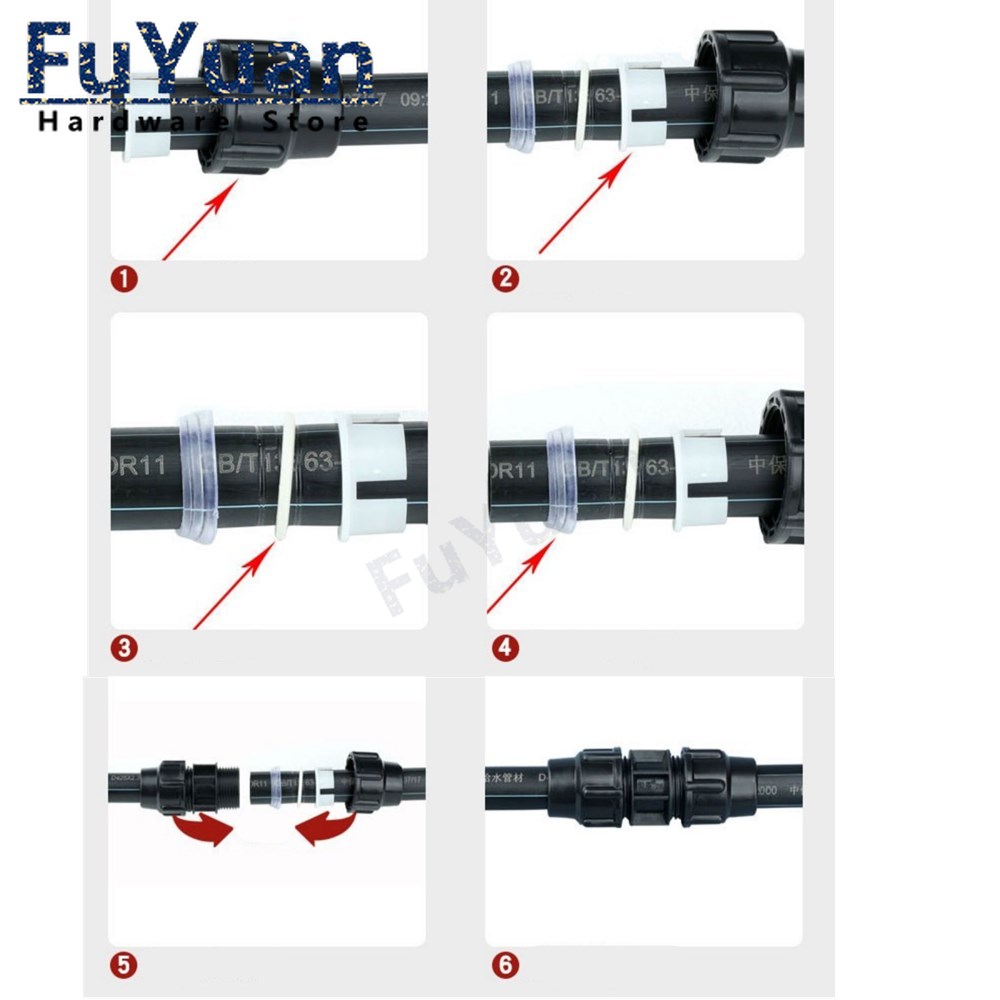 1 stücke Kunststoff Pe wasser Rohr Armaturen Schnell Joint Tippen Wasser Pipedirect 16/20/25/32/40/50/63MM Rohr Quick Connect Union – Detail 2