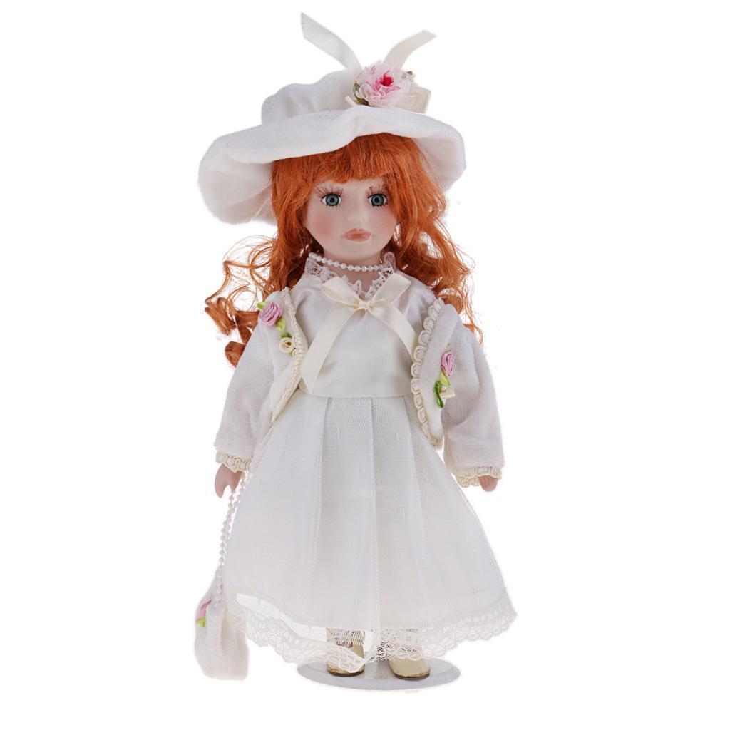 12 Inch Victorian Porcelain Doll with Standing Little Girls Characters