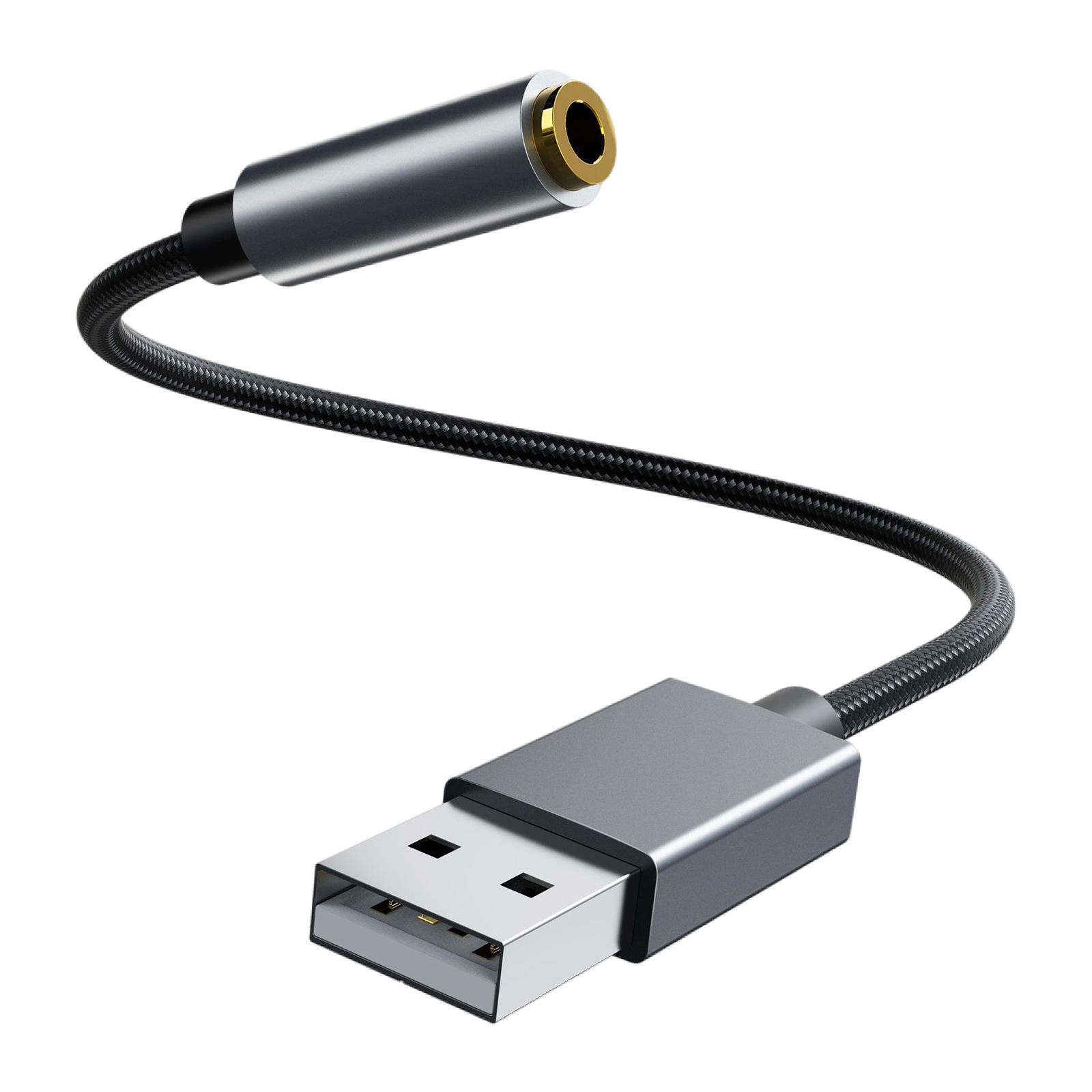 USB to Headphone AUX Adapter Built-In Chip 2 in 1 USB to AUX Cable Usb-A to 3.5mm Converter for PS4 PC Speaker Windows Headphone