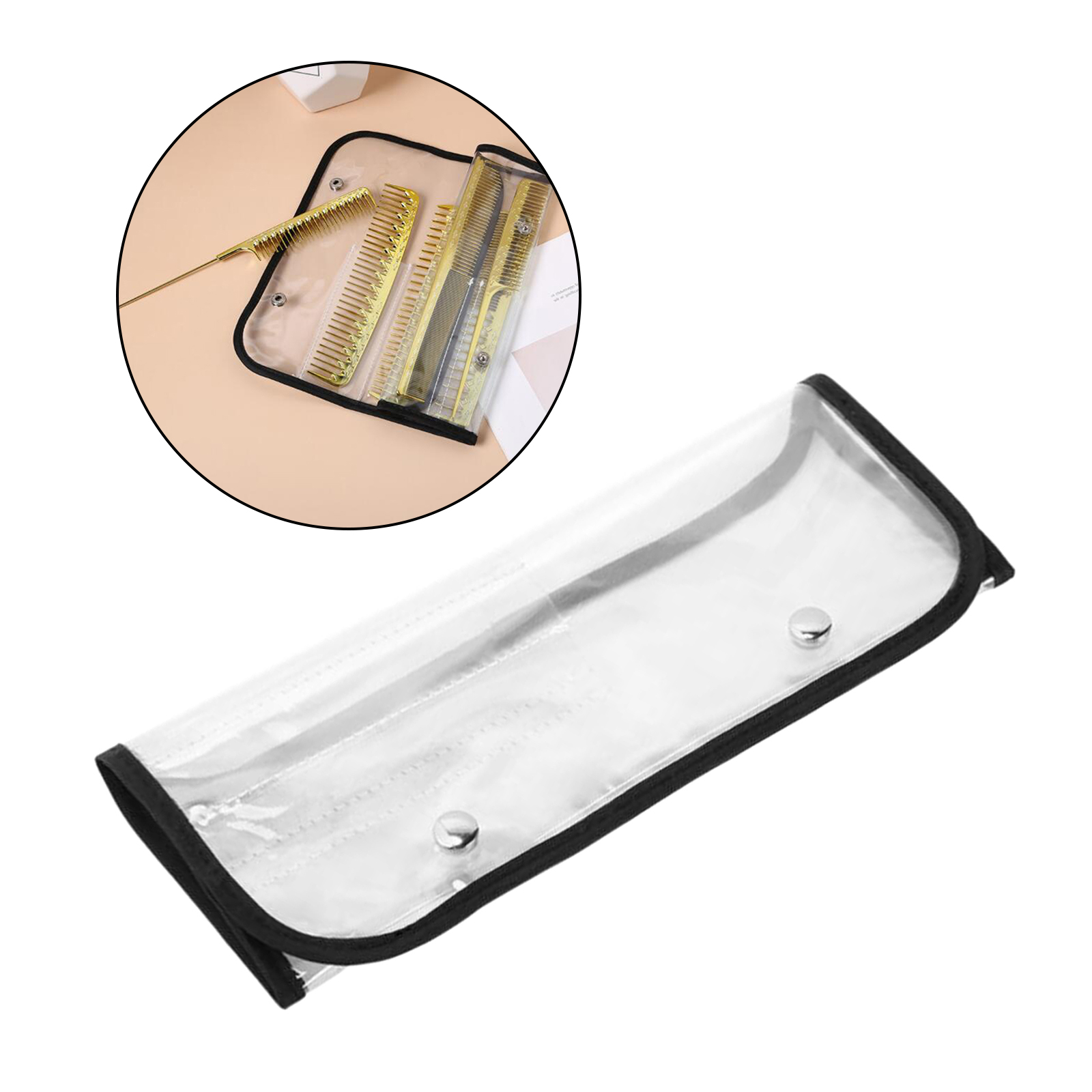 Transparent Classic Scissor Holder Pouch Trimming Shear Tools Comb Bag Carrying Case Organiser6 Pockets Folding 