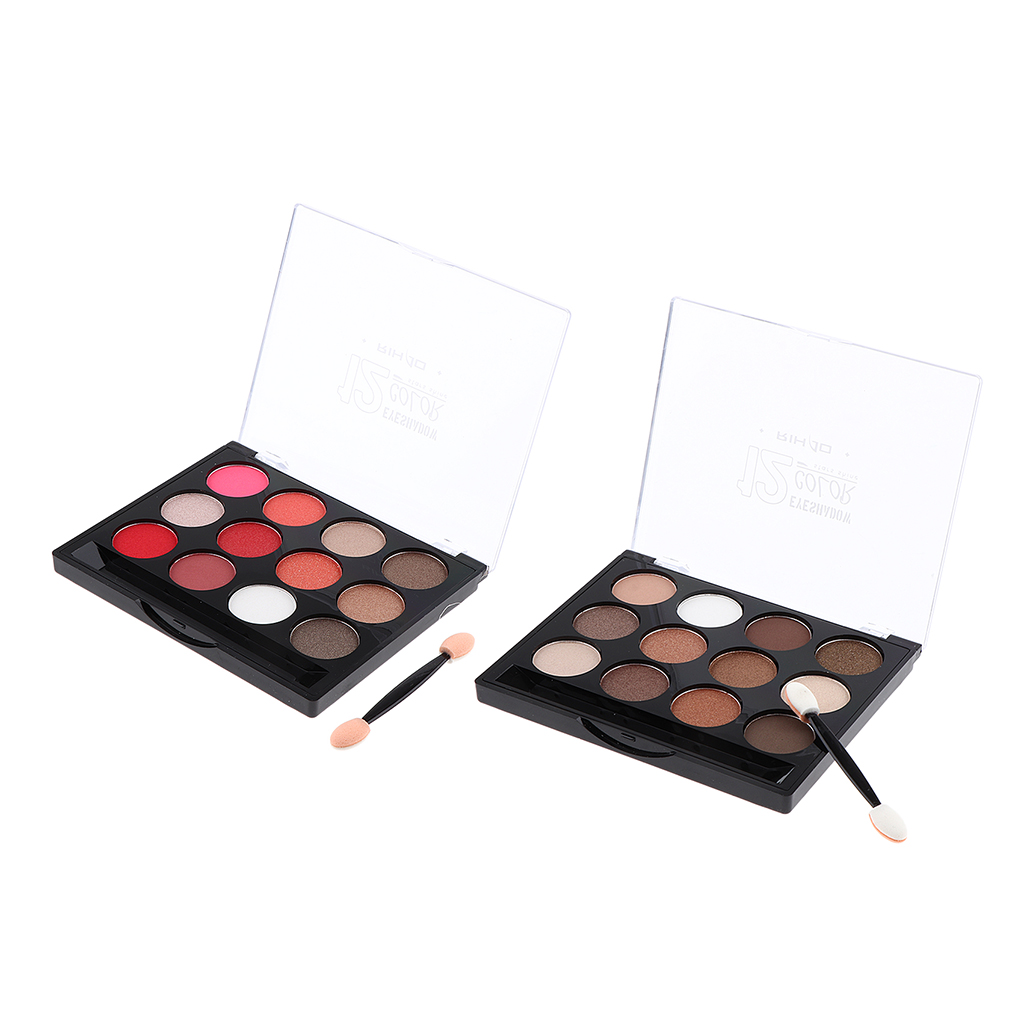 Hot Professional 12 Shades Eye Shadow Palette w/ Double Head Brush - Waterproof, Long-Lasting, Easy to Color