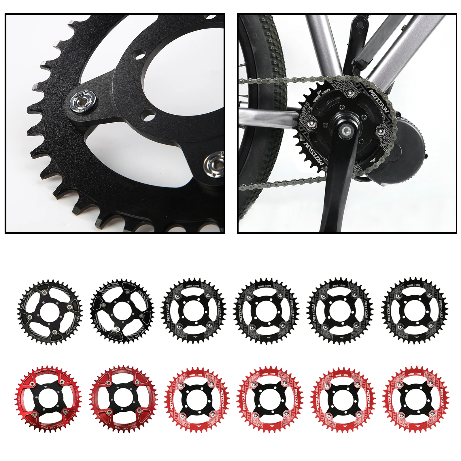 E-bike 104BCD 32/34/36/38/40/42T Chainring Adapter For Bafang Mid Drive Motor Electric Bike Aluminium Alloy Chainrings