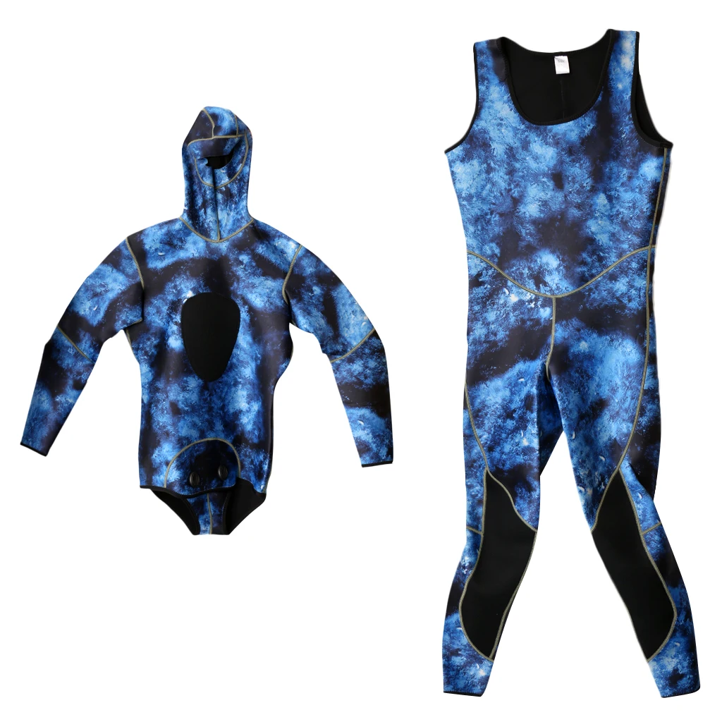 Mens Wetsuits Premium Neoprene Jumpsuit Scuba Diving Surfing Full Bodysuit Two-pieces Water Sports Swimming Kayaking Equipment