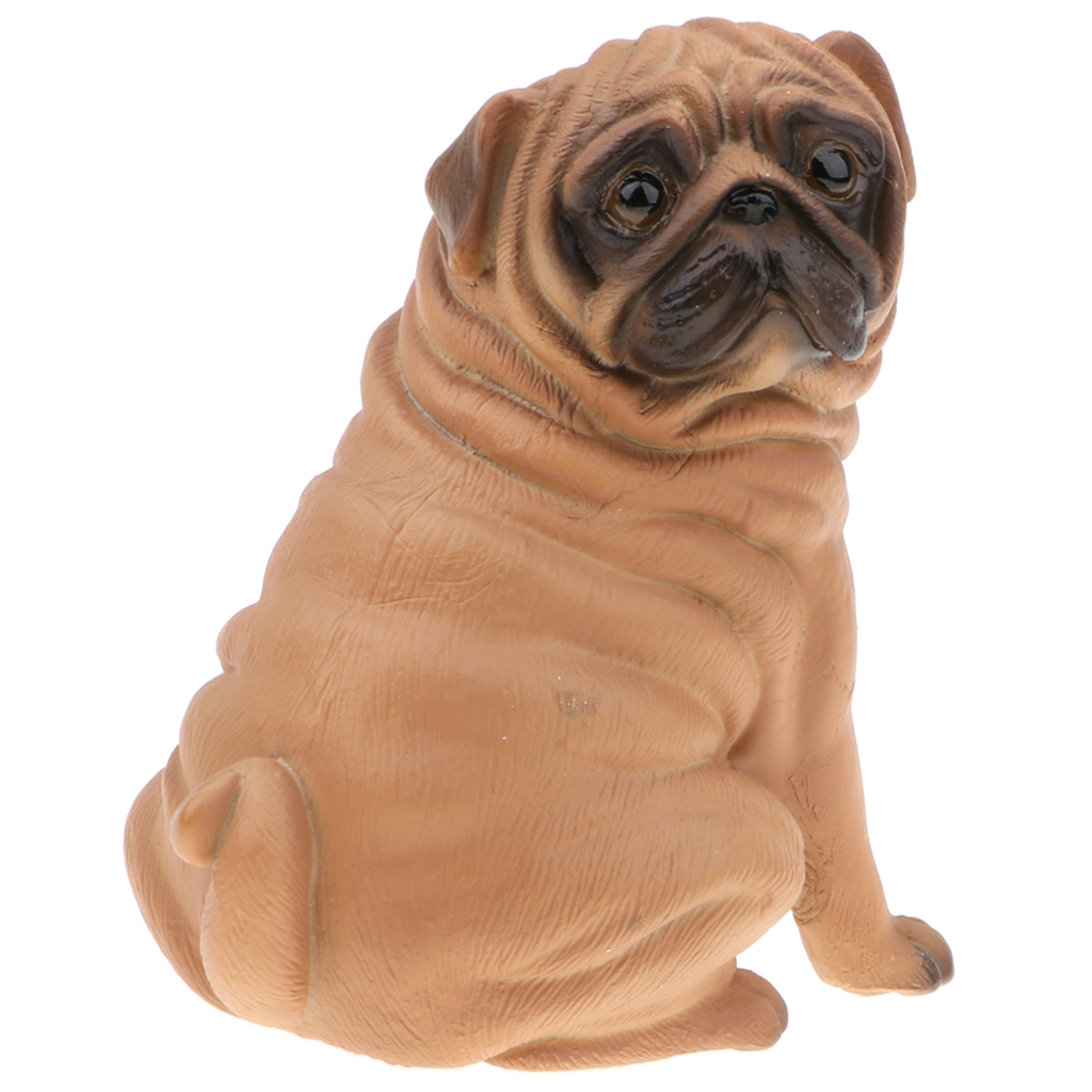 4 . 25   Inch   Simulation   Pug   Dog   Model   Figurine   Kids   Toy   Ornament  -  Yellow   Color