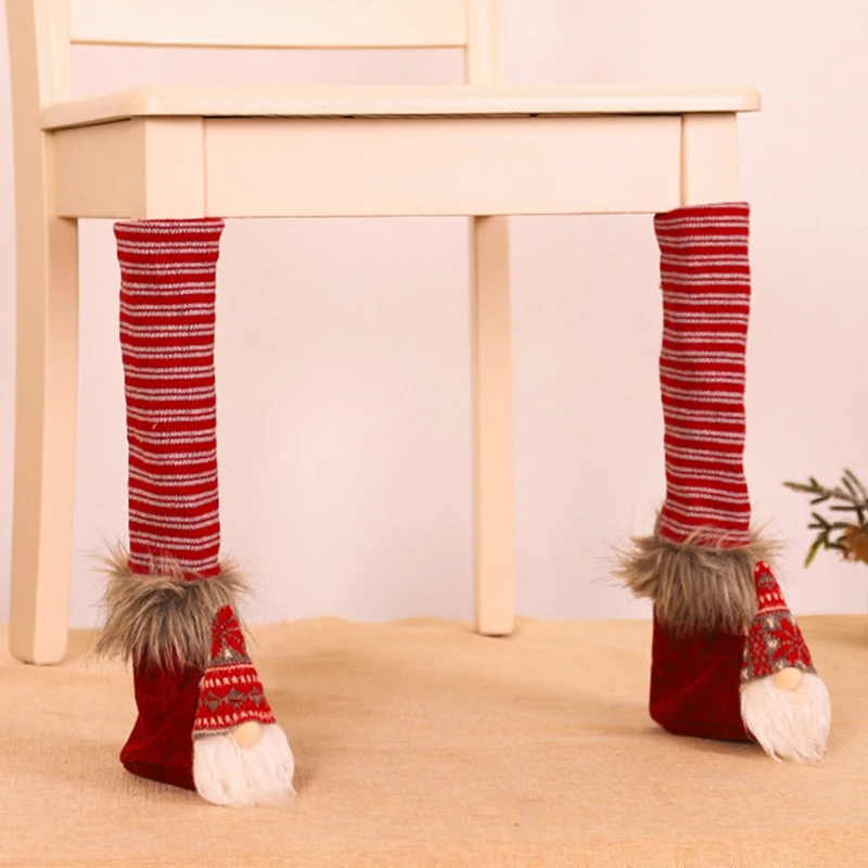 Christmas Chair Leg Covers Non-Slip Socks Santa Claus Decors Party Foot Boots EM 