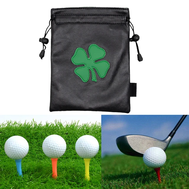 Aliennana Golf Valuables Pouch, Leather Golf Tee Pouch with Drawstring  Closure Golf Ball Tee Handbag Portable Golf Ball Accessories Pouch for Men