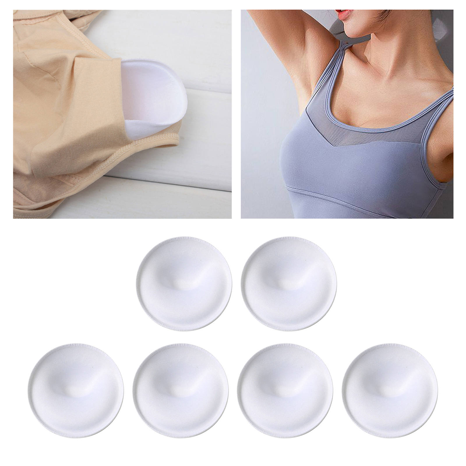 6Pcs Bra Pads Inserts Soft Round Push up Sew in Comfy Breast Enhancers Inserts Sport Bra Cups for Bikini Top Swimsuit Sports Bra