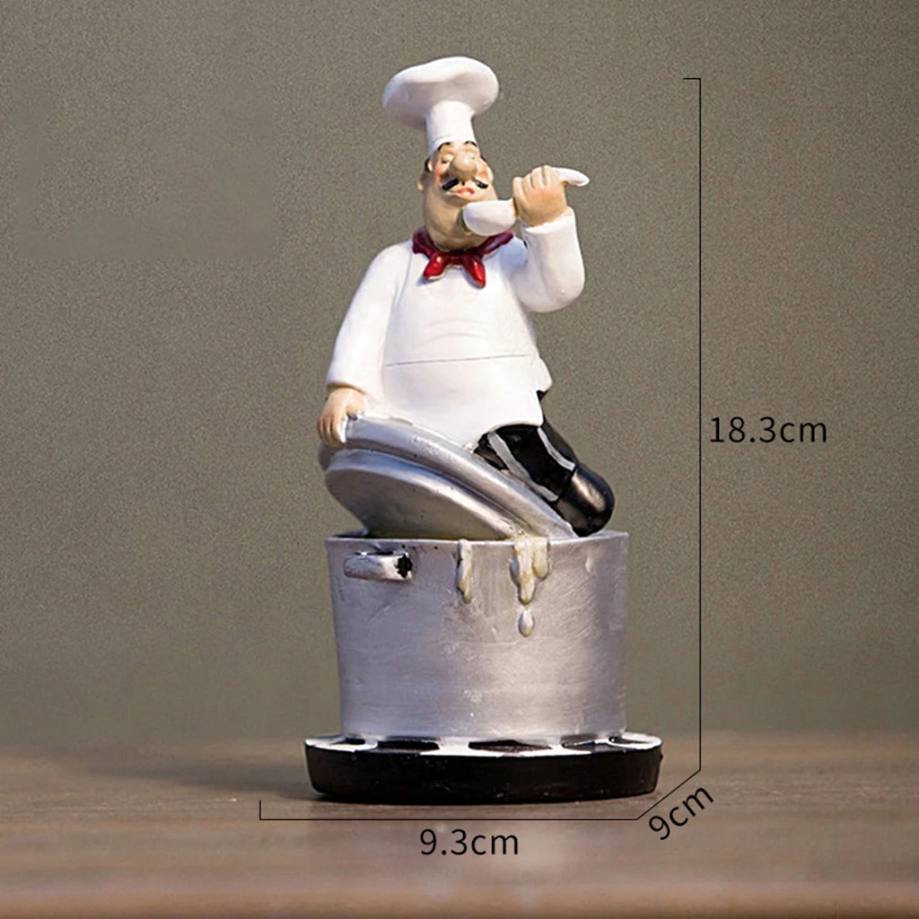 Resin Chef Figurine Statue Country Home Kitchen Restaurant Bar Decor Gift