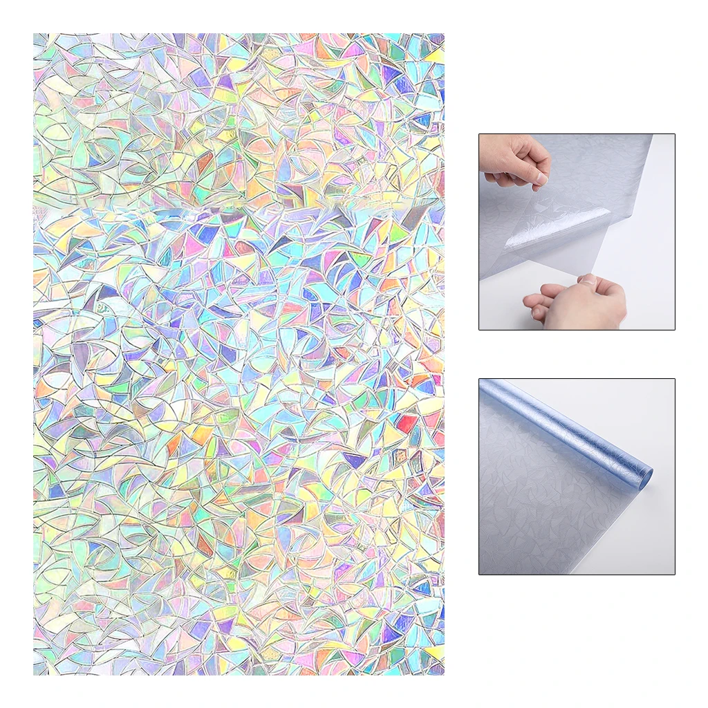 18x39inch Rainbow Window Privacy Film Glass Static Cling Sticker Home Office