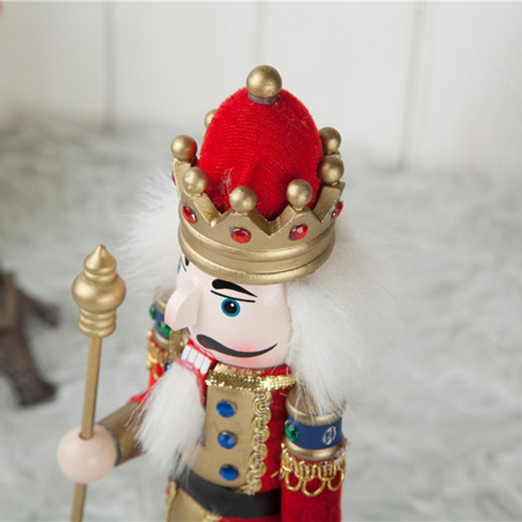 Red 30cm wooden nutcracker soldier figure puppet doll home decor toy