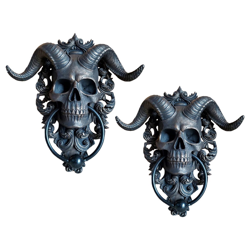 Satan Sheep Skull Head Wall Mounted Decor Resin Sculpture Ornament Crafts