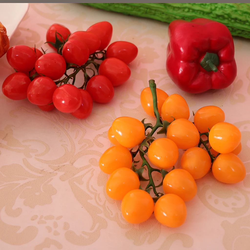 Artificial Cherry Tomatoes Manmade Mock Summer Fruit on the Vine Decoration