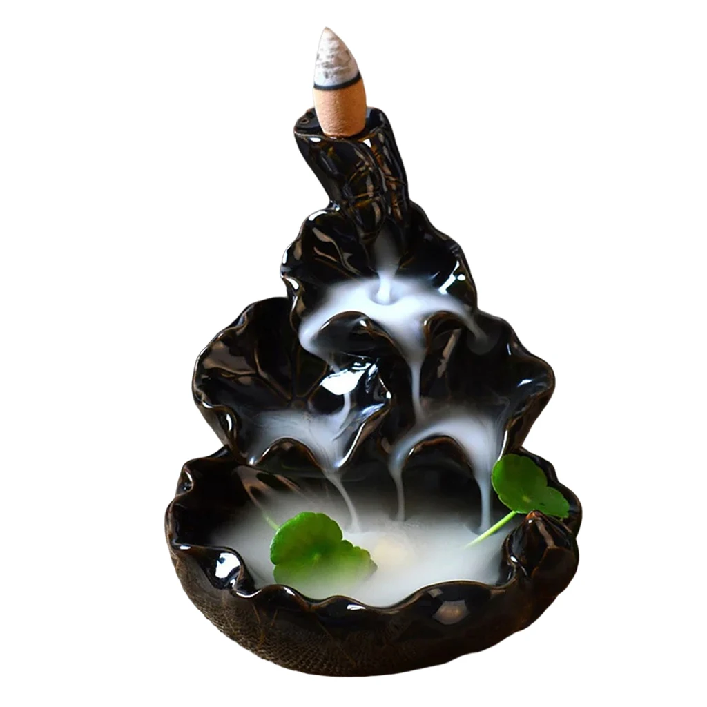 Ceramic Pottery Incense Holder Aromatherapy Creative Incense Burner Temple Shrine Censer w/ Incense Cones Holder Home Decor 