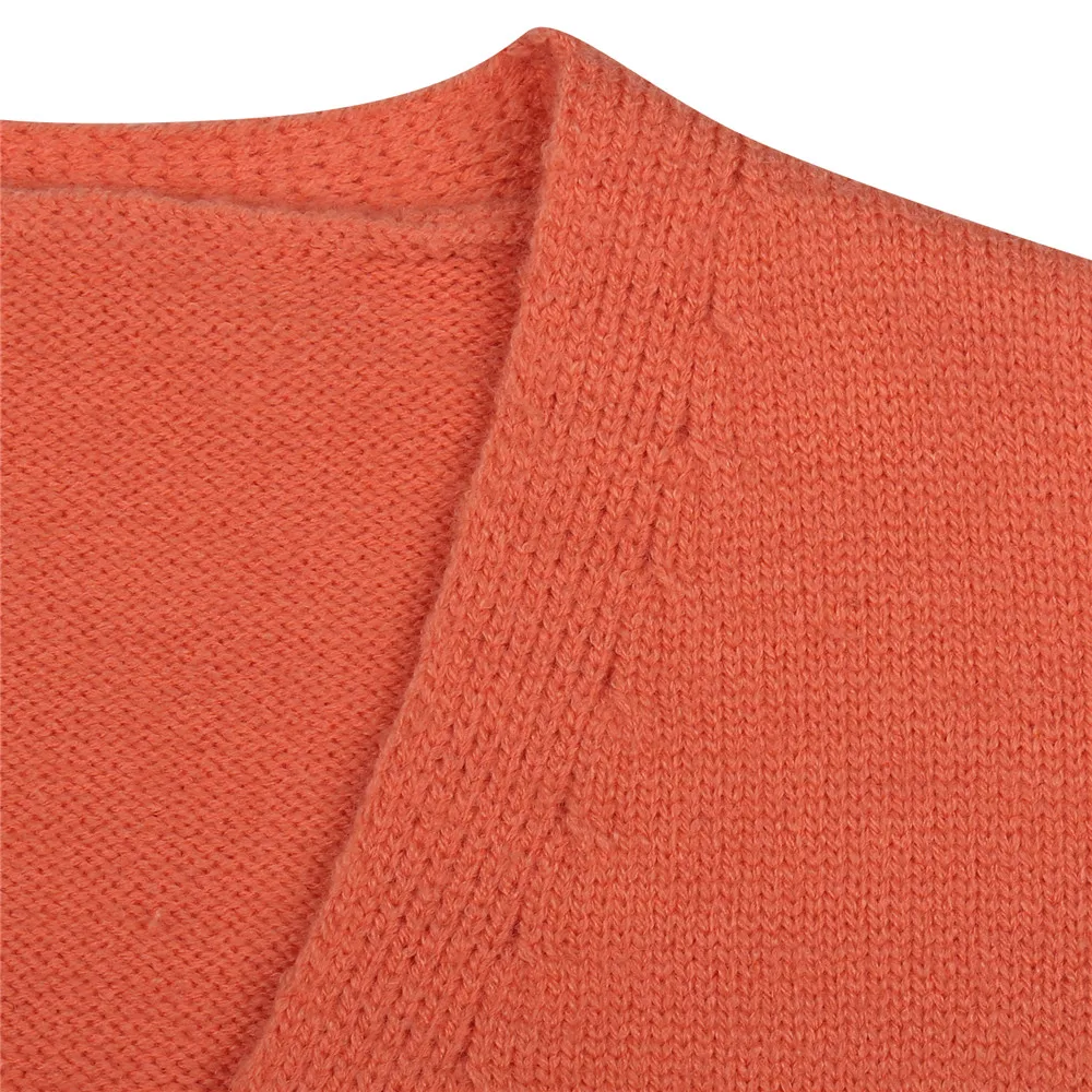 2021 New Autum Winter Women Loose Style Knitted Cardigan Variegated Color Long Sleeve Coat, Khaki/ Grey/ Orange black sweater