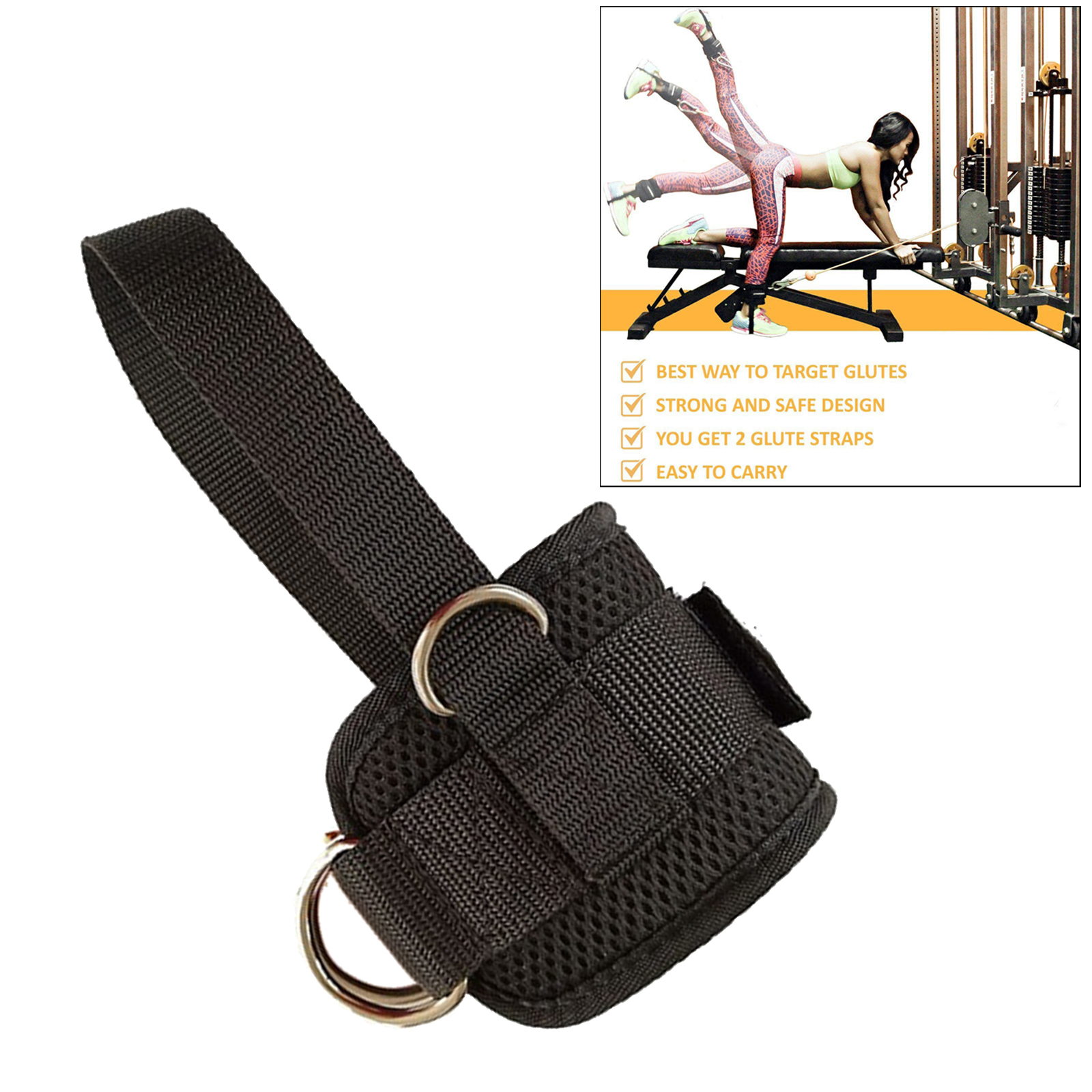 Cable Attachment Gym Ankle Straps Weight Lifting D-Ring Leg Pulley Machine