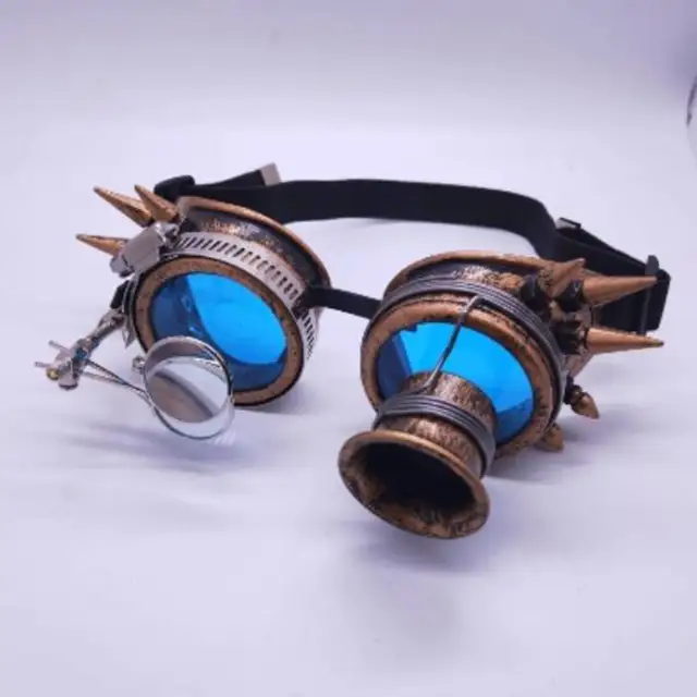 Steampunk Light Up Spectacles Magnifier Goggles Masquerade Accessory  [Silver]