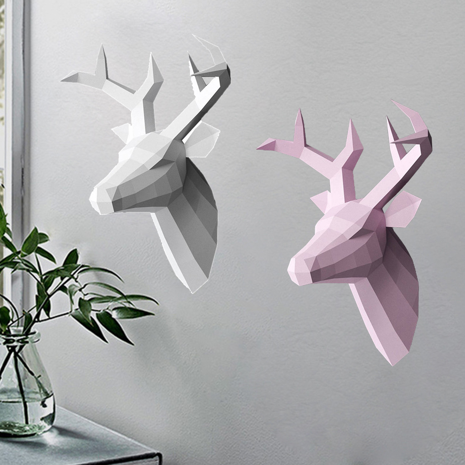 Pre-cut Paper Deer Head Paper Model DIY Handmade Home Wall Mount Decor