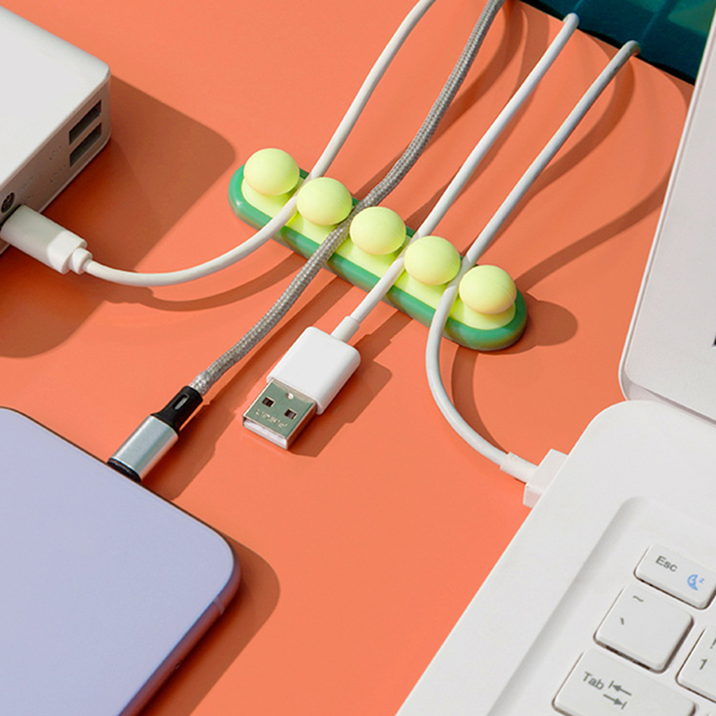 Pea Cable Winder Earphone Data Cable Storage Cable Organizer Cable Management Silica Gel Cable Holder for Desktop Home