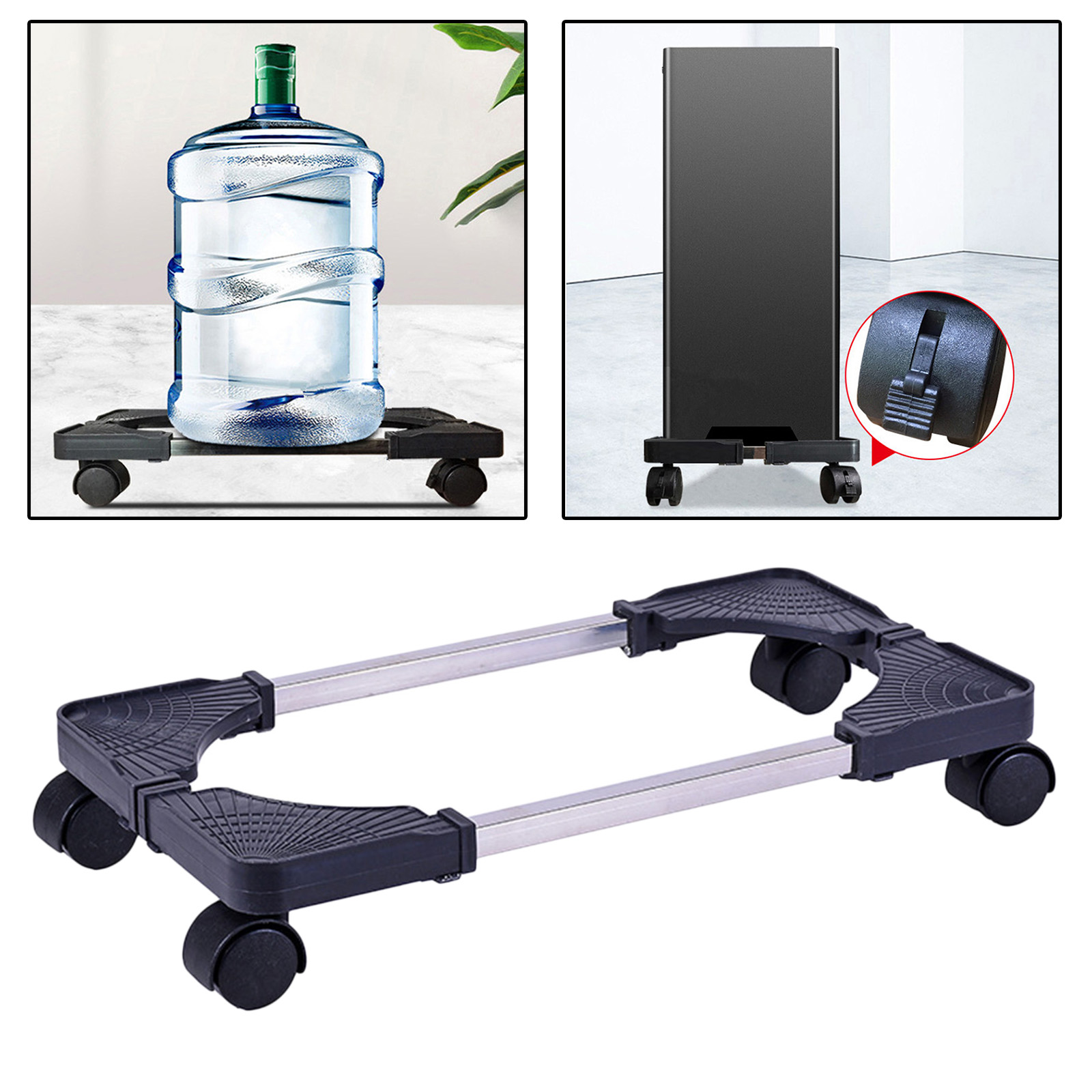 PC Desktop CPU Stand Holder Computer Tower Rolling Wheels Width Adjustable
