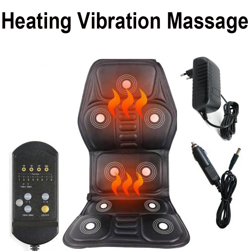 Best of Portable Electric Heating Vibrating Back Chair In Cussion Car Massage Mat Home Office 9 Motor Lumbar Neck Mattress Pain Relief Reviews & Tips